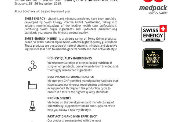 Προσκληση στην Vitafoods Asia, Σιγκαπουρη
